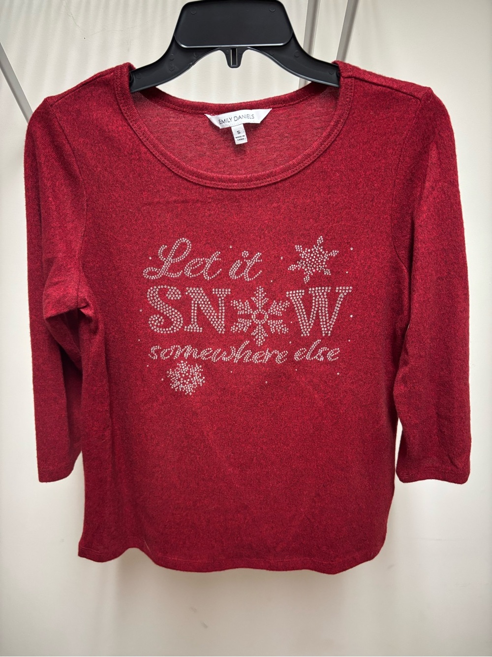 Red 'Let It Snow (Somewhere Else)' Embellished Women's Top